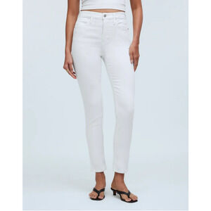 Madewell Jeans Women 28 White Stovepipe Straight Jean Stretch Classic NWT FLAW